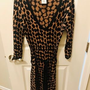 Max Studio Leopard belted sweater dress